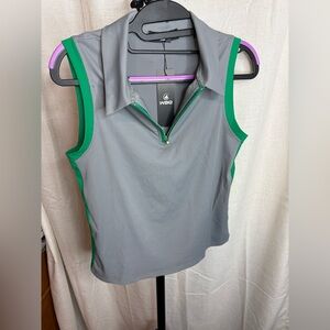 WBQ Women Golf Shirt Sleeveless Collared Shirts UPF 50+ 1/4 Zip Up Tank Tops